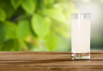 Glass of milk  and Dairy products on  background