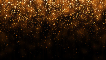 Background with golden glitter falling particles. Beautiful holiday background template for premium...
