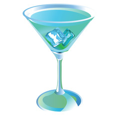 glass, crystal wine glass with an alcoholic cocktail with ice