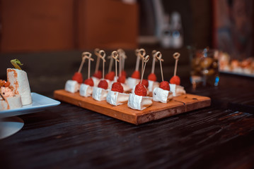 snacks on table, banquet food