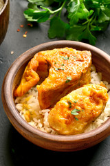 Fish curry with rice
