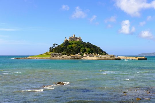 St Michael's Mount, seen from Marazion, Cornwall, England, United Kingdom, Europe