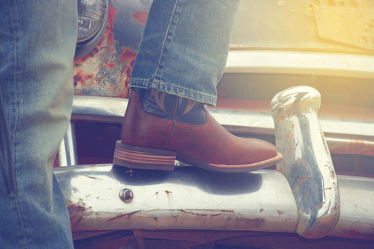 Cowboy Boots And A Rusty Car, Car,