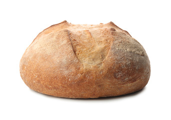 Fototapeta na wymiar Loaf of fresh bread on white background
