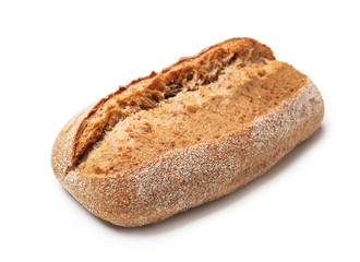 Loaf of fresh bread on white background