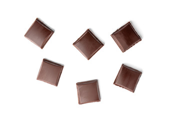 Chocolate bars stack isolated on white background