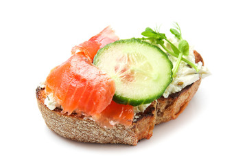 Fresh tasty bruschetta on white background