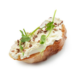 Fresh tasty bruschetta on white background