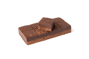 Chocolate toffees isolated on white background.