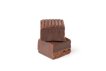 Chocolate toffees isolated on white background.