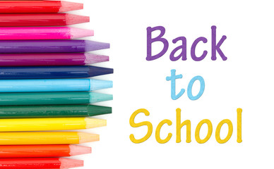 Back to School message with colored watercolor pencils