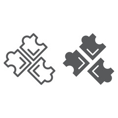 Puzzle line and glyph icon, leisure and game, piece of puzzles sign, vector graphics, a linear pattern on a white background.