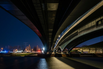 Big Bridge at Night, Bridge Construction, Bridge Bottom, Minna Todenhagen Brücke, under a bridge at night