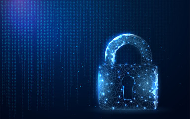 Digital data protect or secure concept. Security, safe, privacy or other concept in style polygonal wireframe. Vector