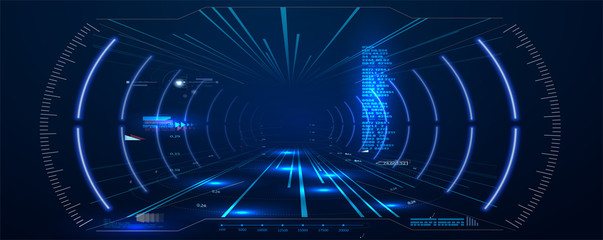 Virtual reality. Futuristic VR Head-up Display Design. Sci-Fi Helmet HUD. Future Technology.  Hi tech future design. Vector © ZinetroN