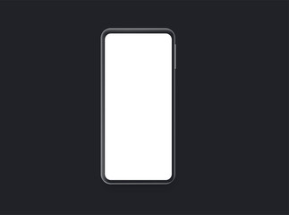 Black smartphone with blank black screen. Realistic vector mockup phone for visual  