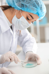 Young doctor working in laboratory