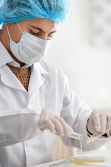 Young doctor working in laboratory