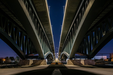 Under a Bridge at Night, Symmetrical Bridge Parts, Big Bridge Arches