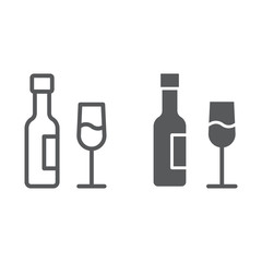 Wine line and glyph icon, glass and alcohol, drink sign, vector graphics, a linear pattern on a white background.