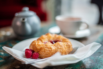 Raspberry pastry and Tea
