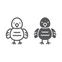 Chicken line and glyph icon, animal and bird, chick sign, vector graphics, a linear pattern on a white background.