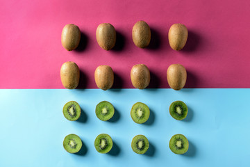 Tasty ripe kiwi on color background
