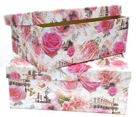 two gift boxes with floral pattern