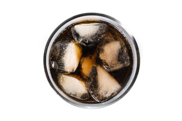 Soft drink cola glass for summer isolated on white background.