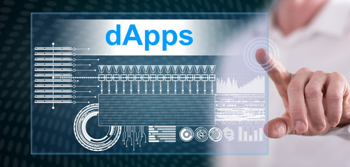 Man touching a dapps concept
