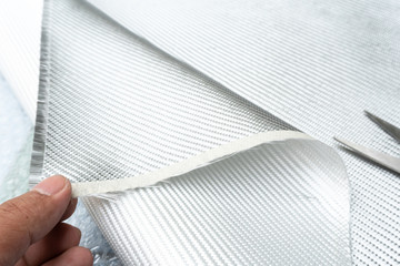 White carbon fiber composite material close up view