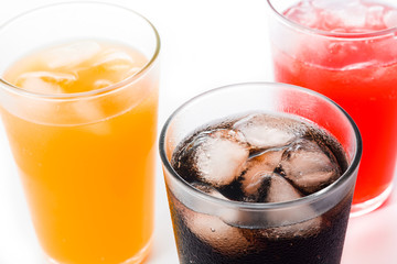 Soft drinks for summer isolated on white background
