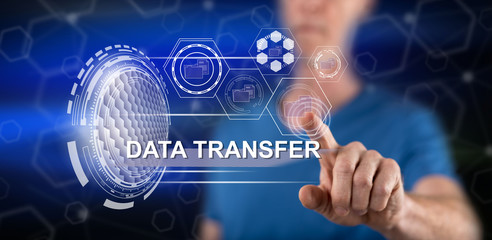Man touching a data transfer concept