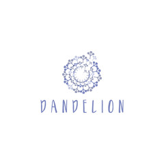 Template of concept flat logo icon of dandelion. Vector illustration