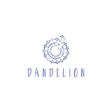 Template of concept flat logo icon of dandelion. Vector illustration