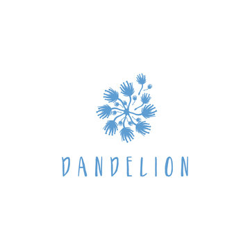 Template of concept flat logo icon of dandelion. Vector illustration