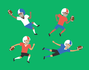 american football players cartoon set