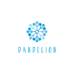 Template of concept flat logo icon of dandelion. Vector illustration