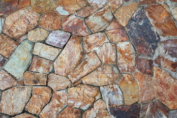 Textured of surface stone wall for background. Tone orange, brown and red color same rust.