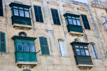 Old beautiful houses in Valetta, Malta