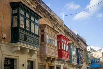 Fototapeta na wymiar Facade with traditional colorful in Mdina, Malta