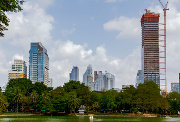 Fototapeta na wymiar High-rise buildings beside the park