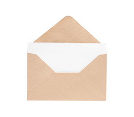 Paper envelope on white background