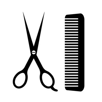 Barber tools scissors and comb icon