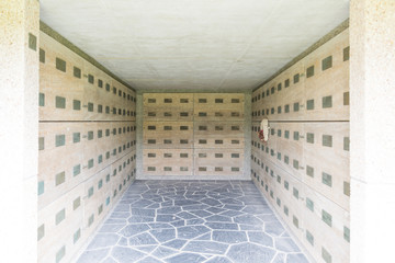 German military cemetery - crypt - Mont-de-Huisnes in Normandy, France