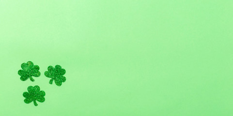 Saint Patricks Day ornaments with copy space