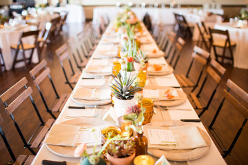 Wedding desert style table setting closeup