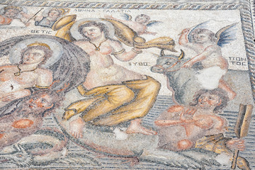 Ancient floor tiles mosaic at Kato Pafos, Cyrpus.