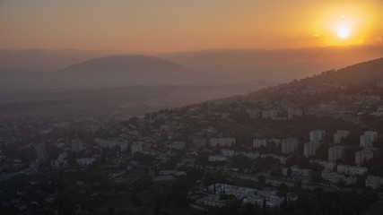 Sunrise at the Afula from hot air balloon