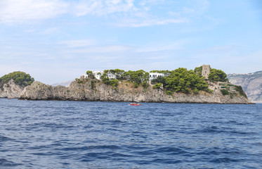 Fototapeta na wymiar Island in Amalfi Cost, Naples, Italy
